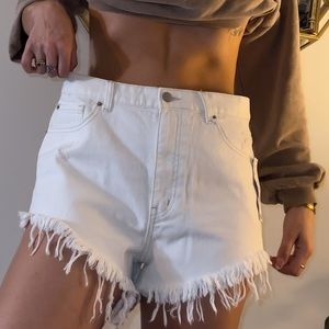 Cute summer denim high-rise white shorts! Never worn with tags. Cheeky